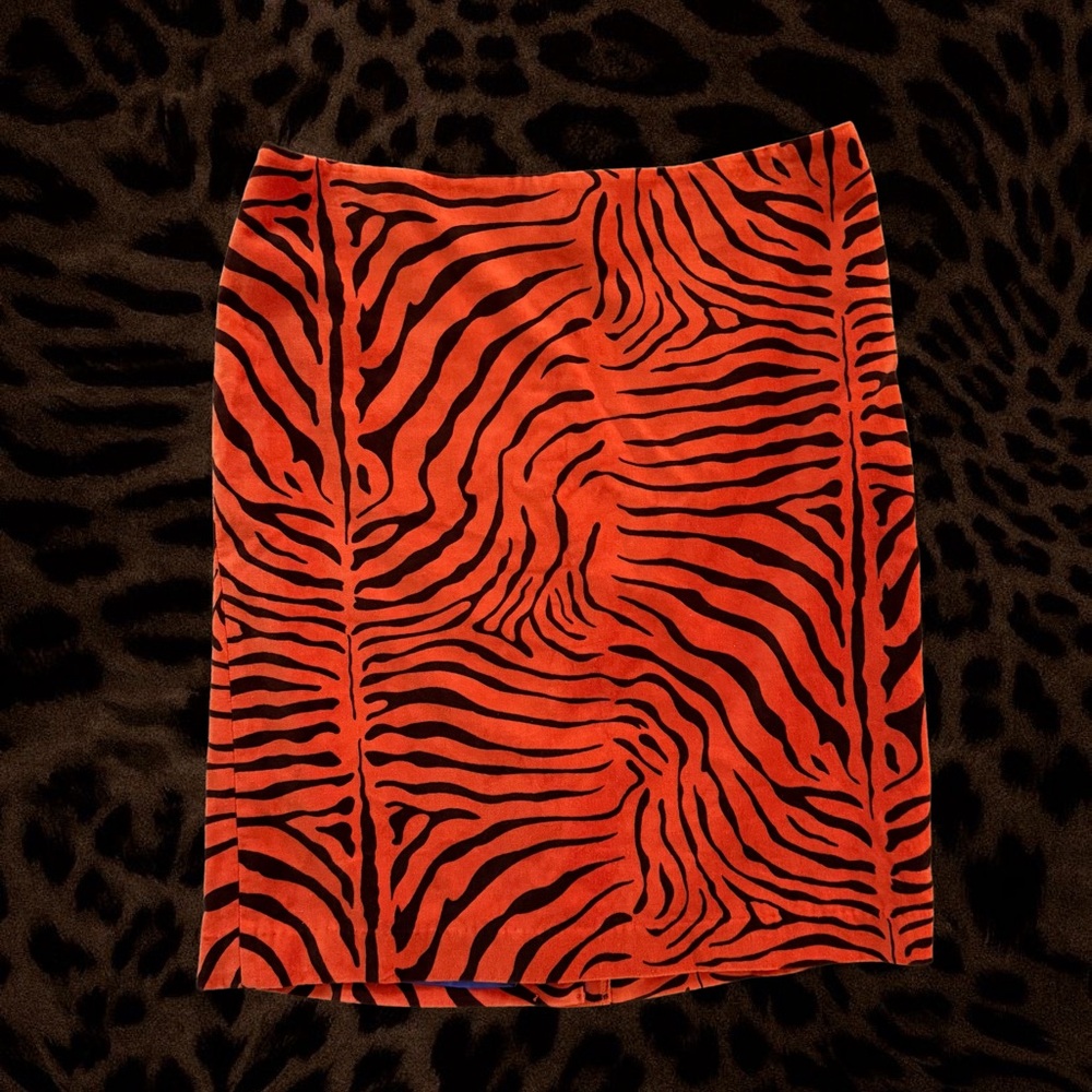 BNWT Vintage J. McLaughlin Vibrant Orange Zebra Pencil Skirt